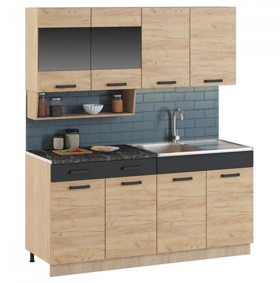 Кухонный гарнитур Алиса 13 дуб сонома/золотой 1600