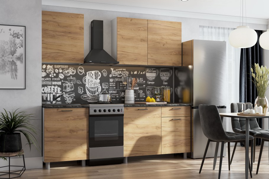 Кухня Сити 1.7 м сосна Санторини светлый