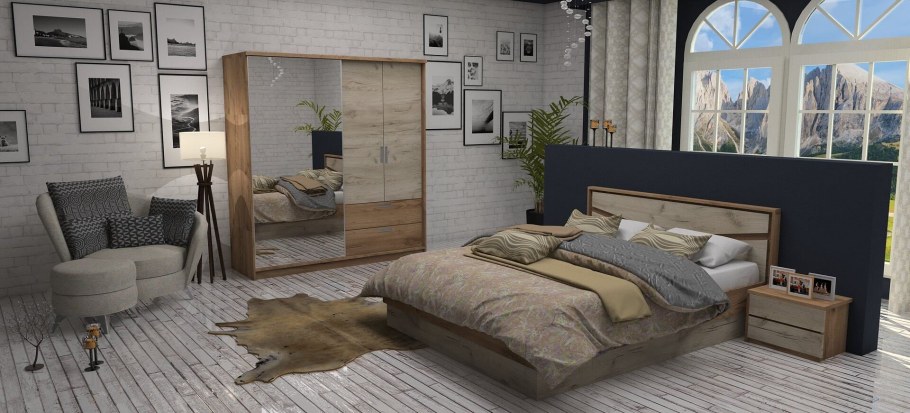 Спальня интерьер дуб крафт