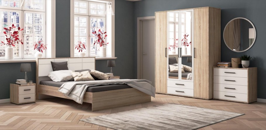 Кровать Соната дуб Юкон/белый