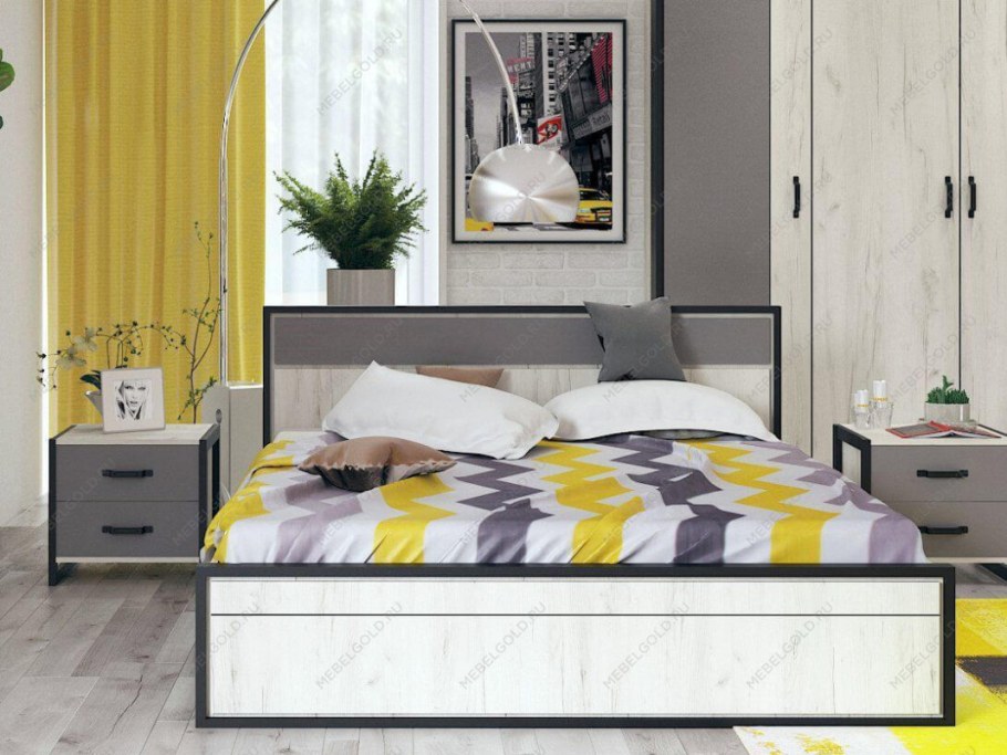 Кровать двуспальная 1600 Норд (дуб золотой)