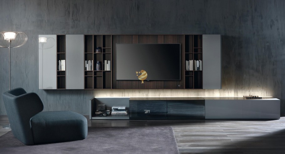 Стенка в гостиную цвет бетон