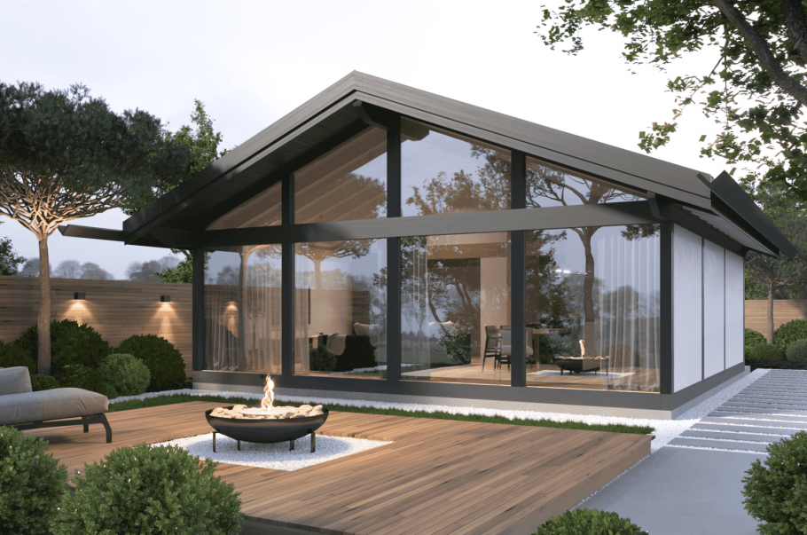 Фахверковые одноэтажные дома с террасой проекты