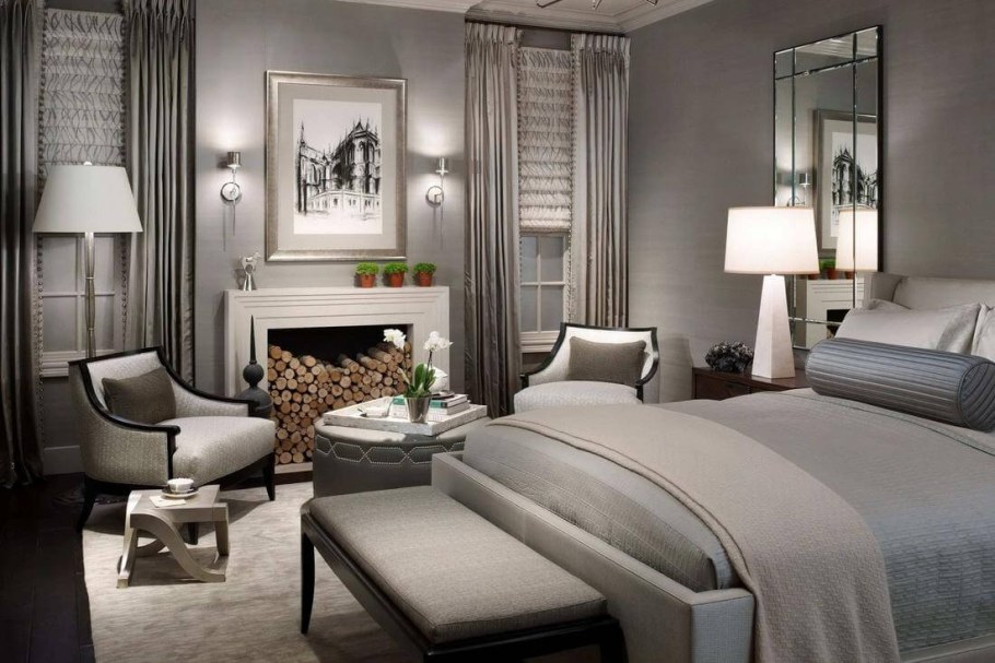 Спальня в стиле арт деко в серых тонах