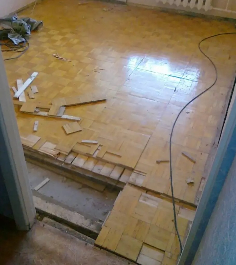 Демонтаж щитового паркета