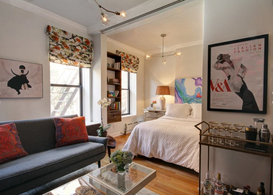 Уютное зонирование спальни