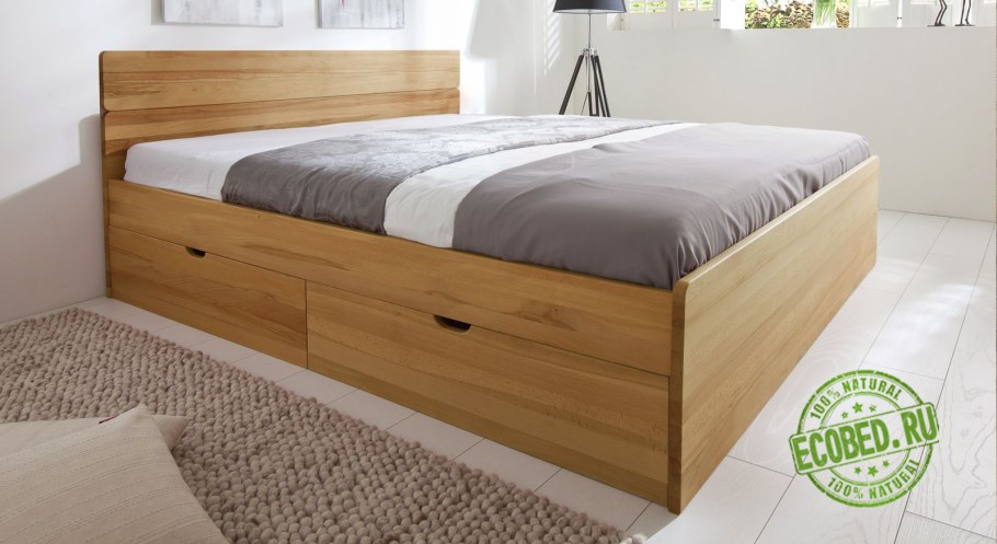 Кровати из дерева с ящиками