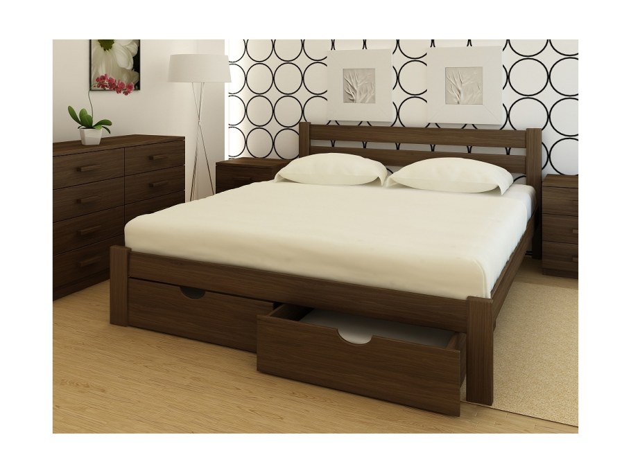 Кровать двуспальная с ящиками спереди