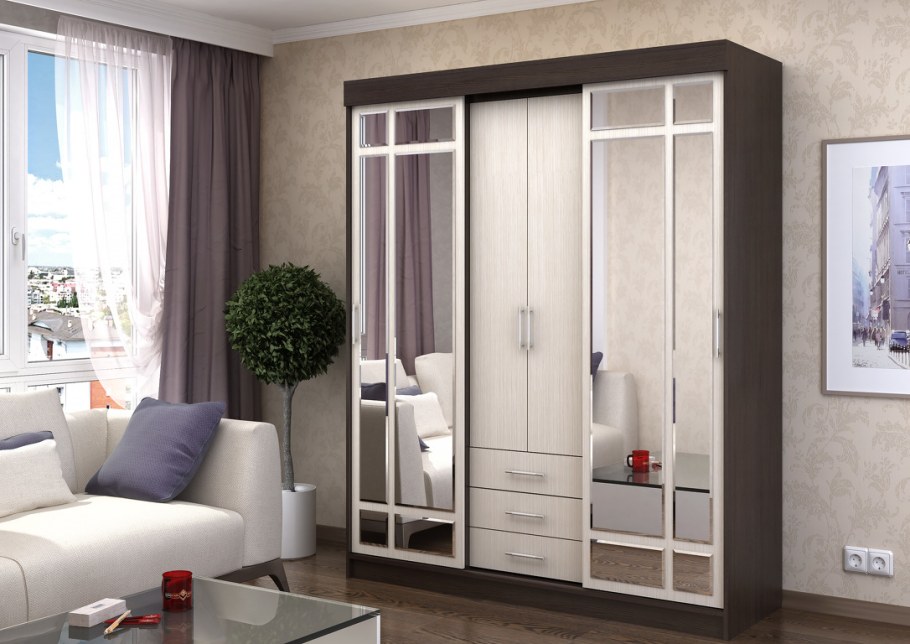 Шкаф-купе Фаворит (венге/дуб белфорд)