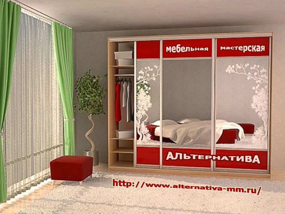 Шкаф купе красный