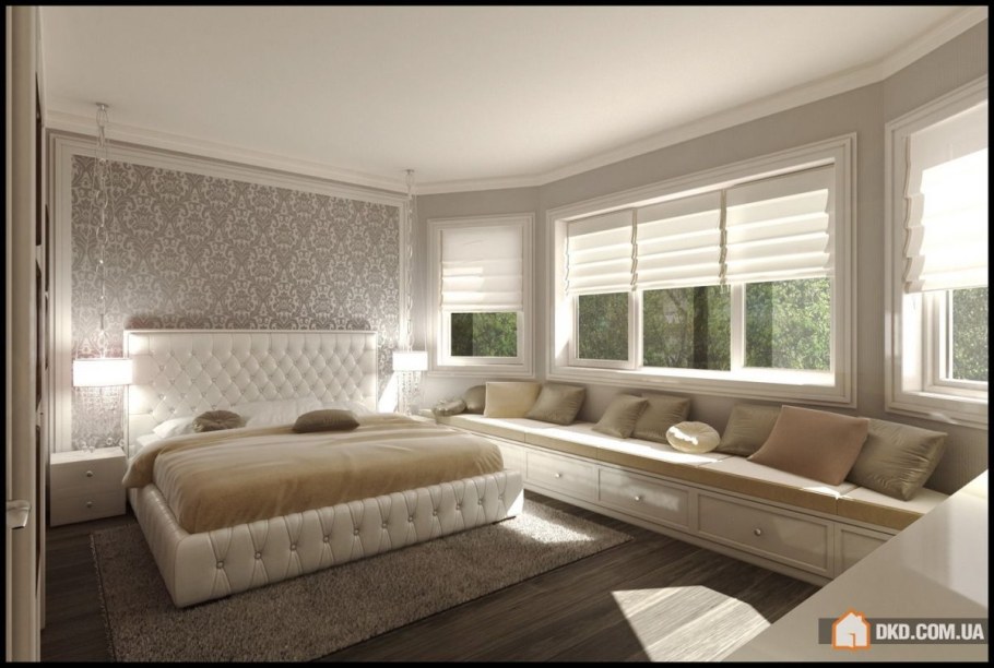 Спальня с эркером в стиле новая классика