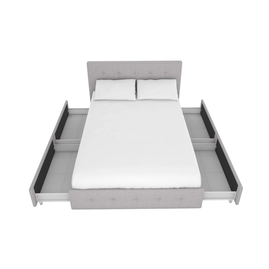 Кровати с выдвижными ящиками обитые