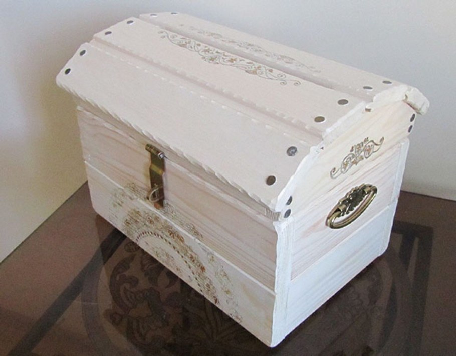 Ящик для денег свадебный белый из дерева