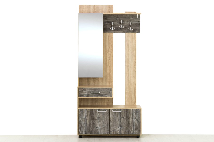 Вешалка визит 1 с зеркалом дуб сонома сосна Джексон