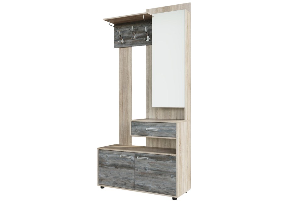 Вешалка визит 1 с зеркалом дуб сонома сосна Джексон