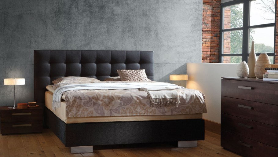 Кровать спинка кожа