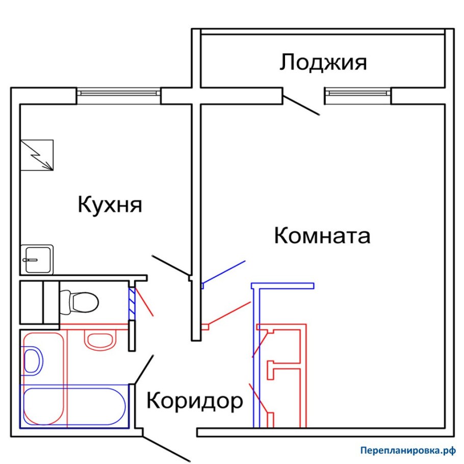 Перепланировка п 46 однокомнатная