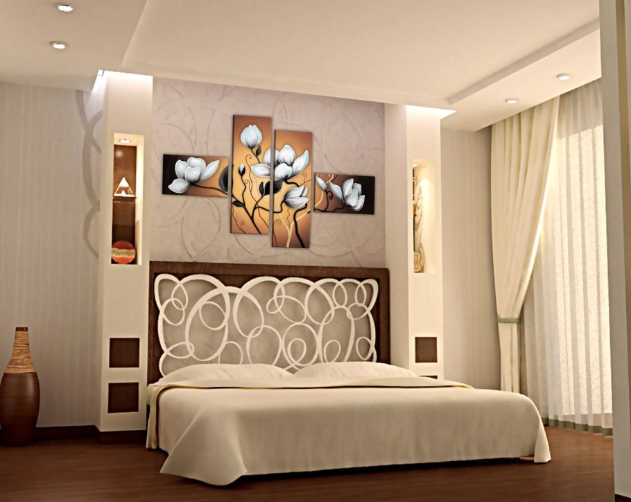 Декор стены в спальне над кроватью