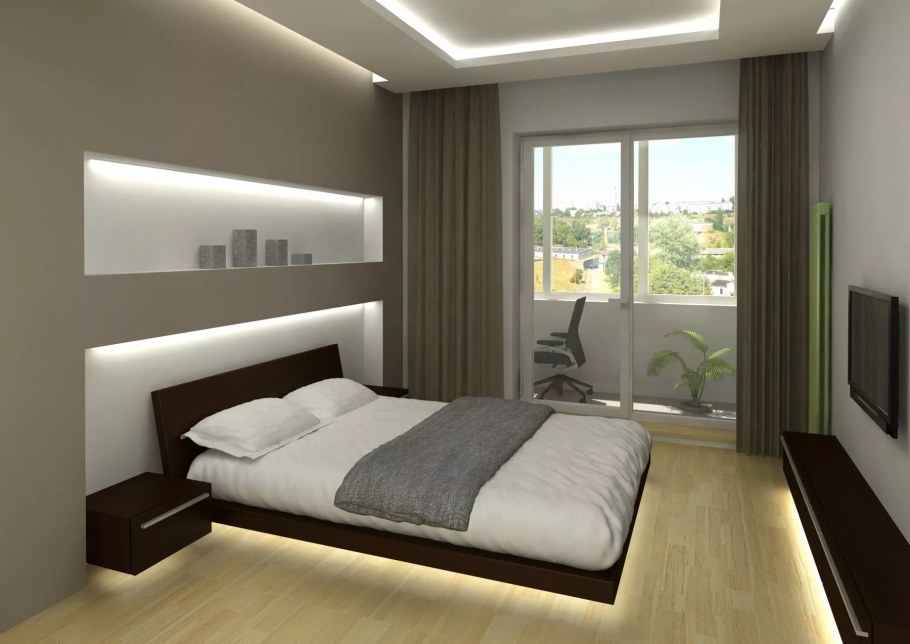 Ниши из гипсокартона в спальне