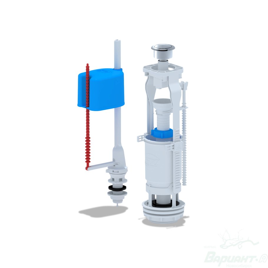 Арматура Ани пласт Нижний подвод 1/2 кнопка металлизированная wc6550м