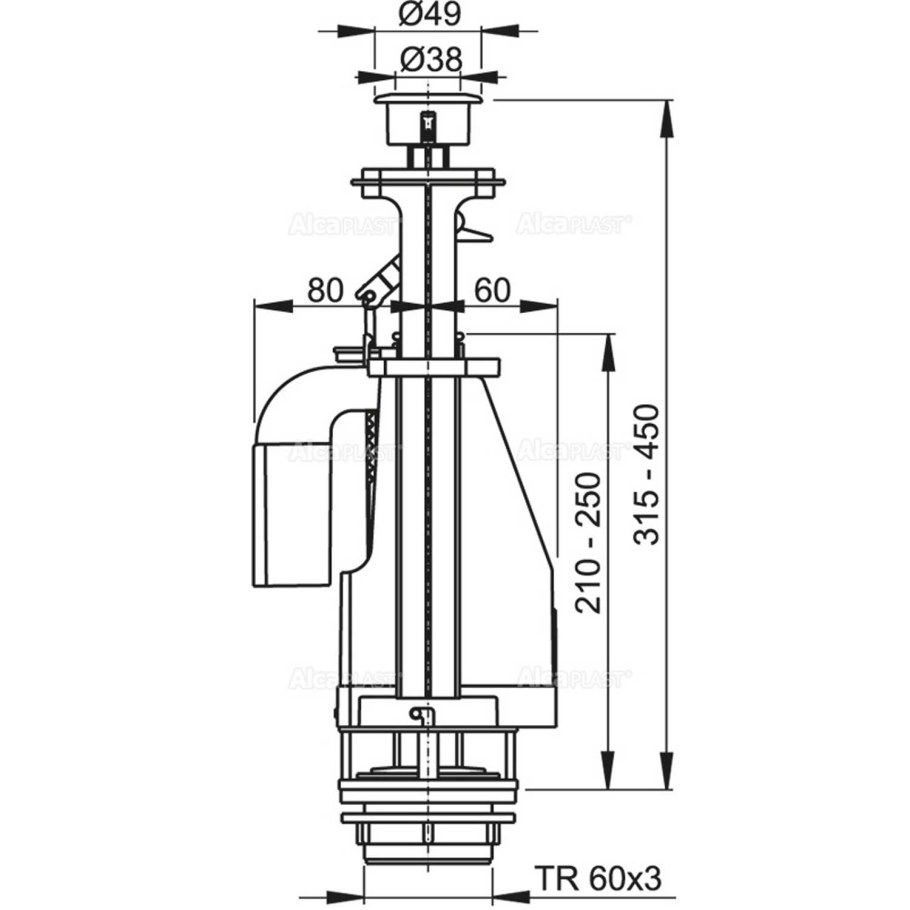 ALCAPLAST сливной механизм sa2000s