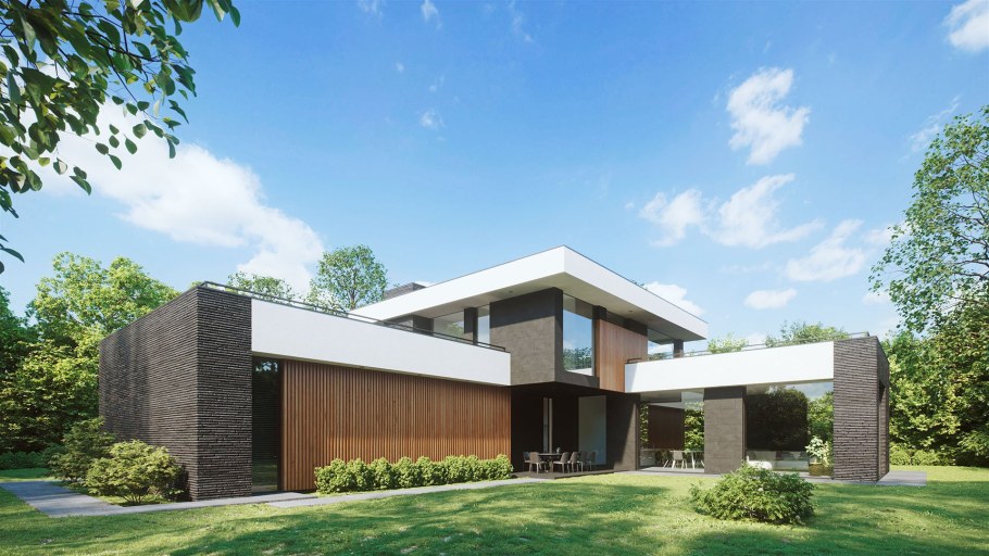 Проект современного дома с плоской крышей Архитектор Илья Елисеев