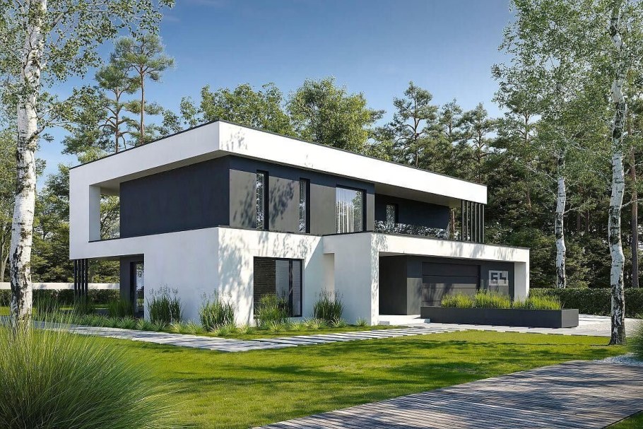 Особняк с плоской крышей