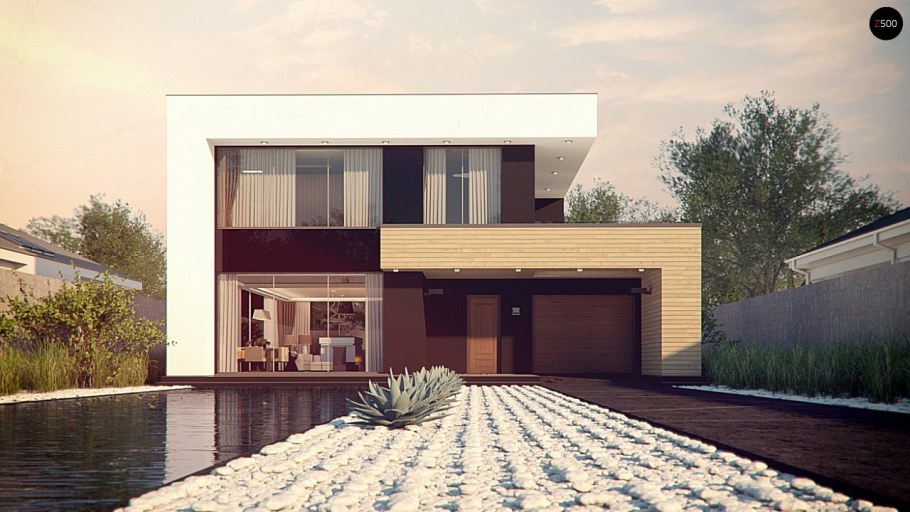 Дом с плоской крышей монолит 170 м