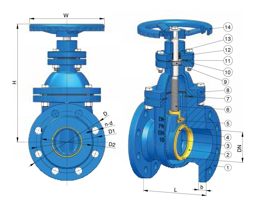 Задвижка клиновая dn100 PN1.6 МПА