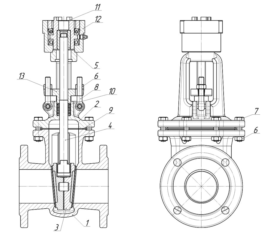 Задвижка клиновая 30с41нж чертеж