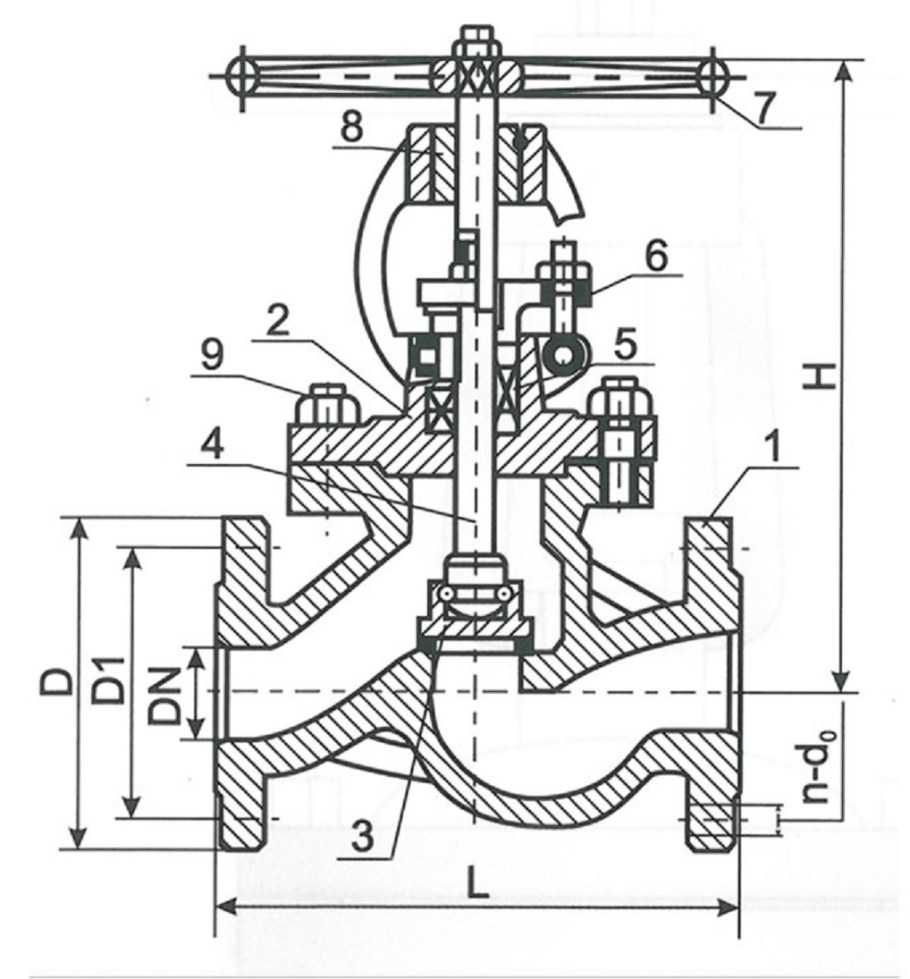 Фланцевый запорный клапан Ду 80 чертеж
