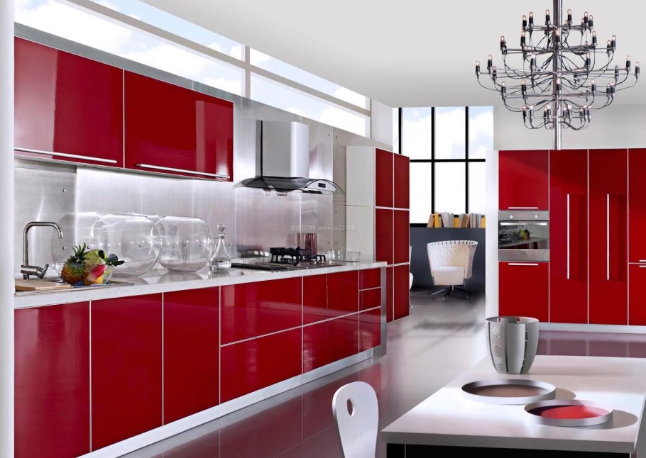 Красно белая кухня