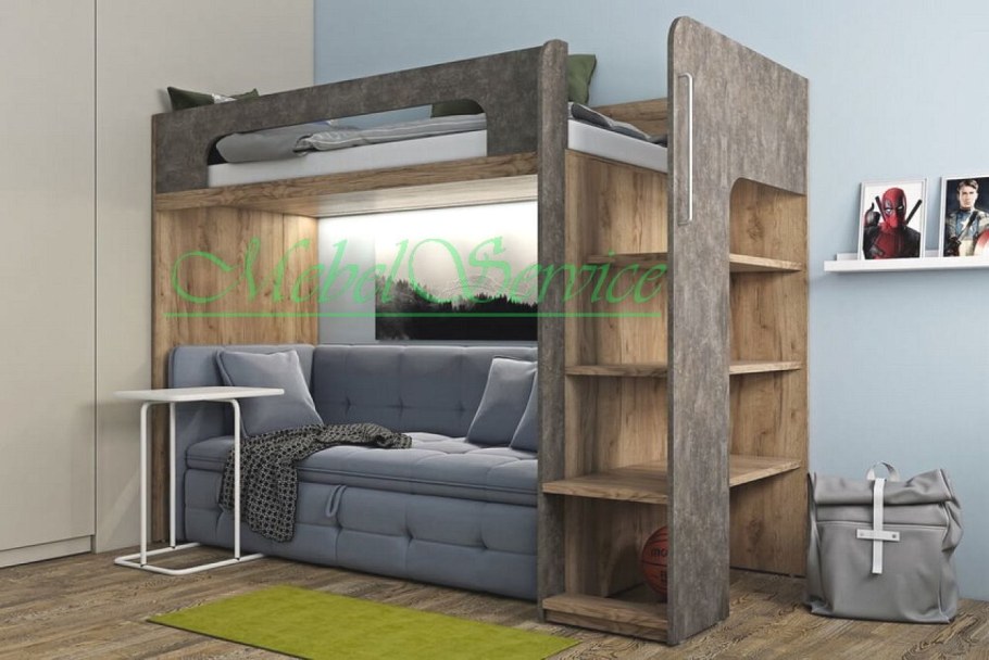 Кровать-чердак с диваном внизу
