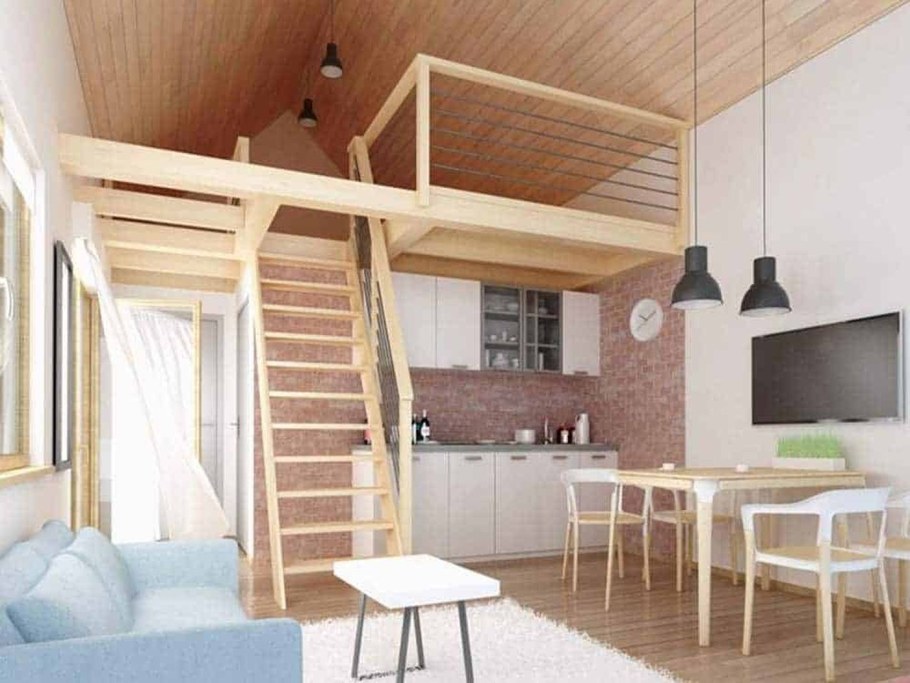 Дачный домик с антресольным этажом