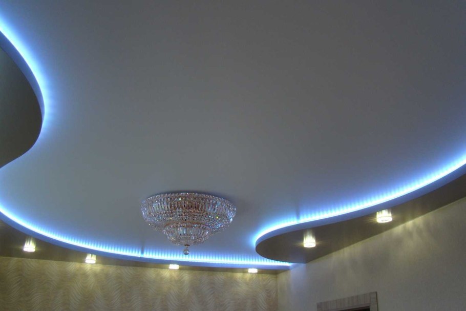 Двухуровневые натяжные потолки с подсветкой