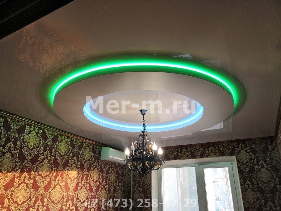 2 Уровневый натяжной потолок с подсветкой