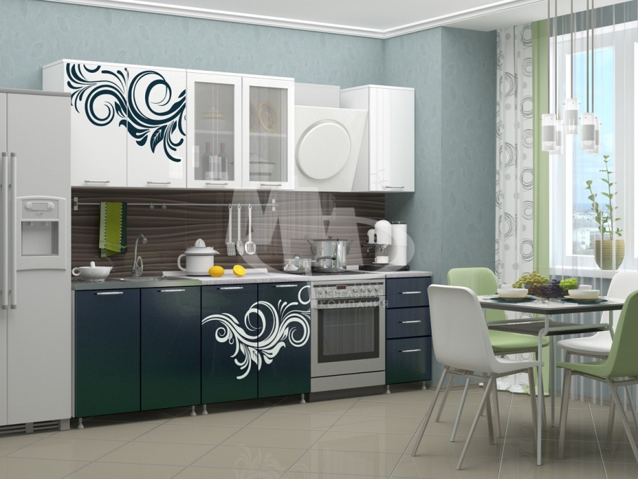 Кухня миф индиго 2.0м с фотопечатью