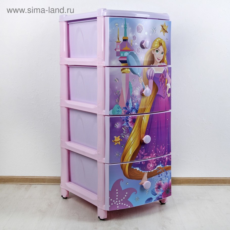 Комод 4-х секционный "Дисней" 2 (для девоч.) М1635
