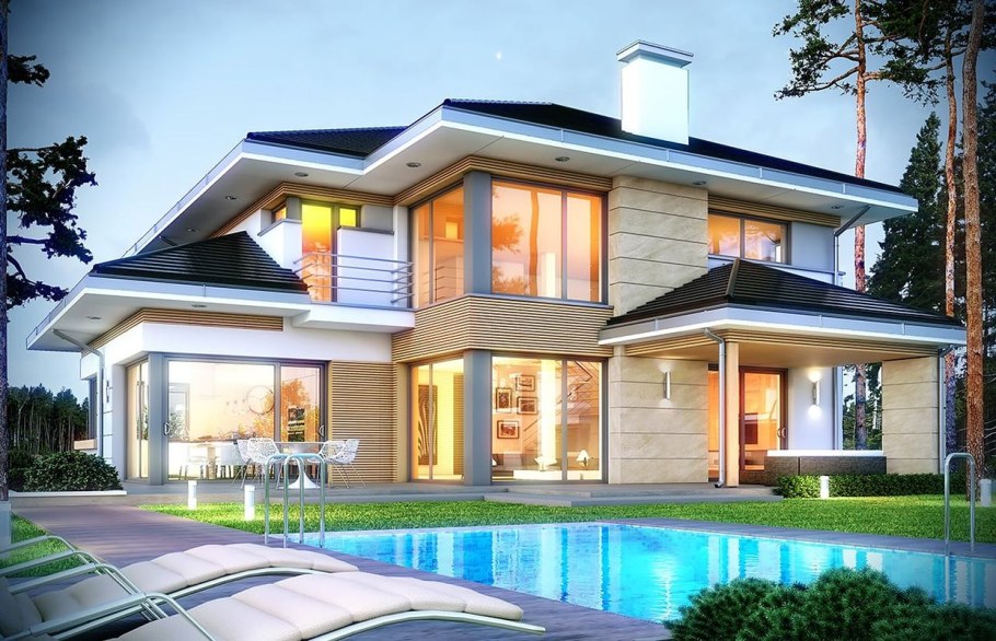 Красивый двухэтажный дом