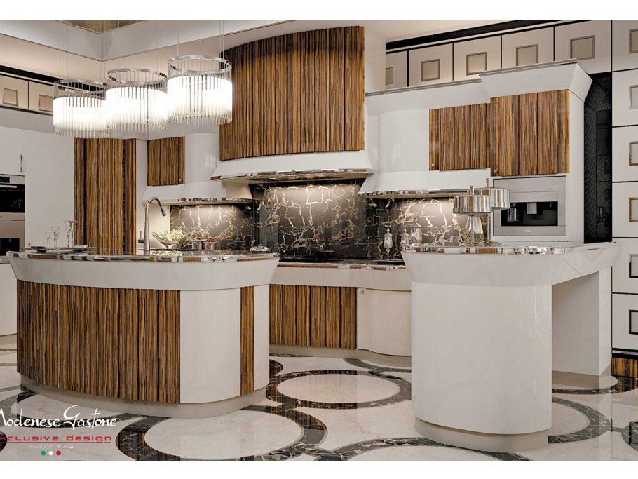 Кухня зебрано арт деко