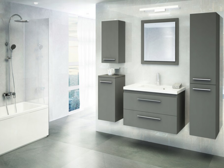 Мебель для ванной 80 см подвесная цвет графит