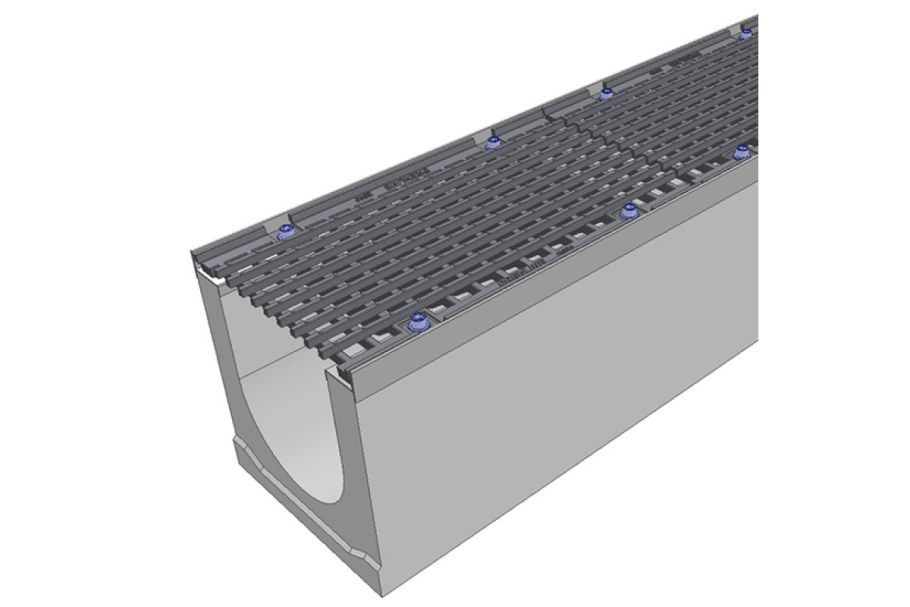 Бетонный лоток dn200 h200 с чугунной решеткой