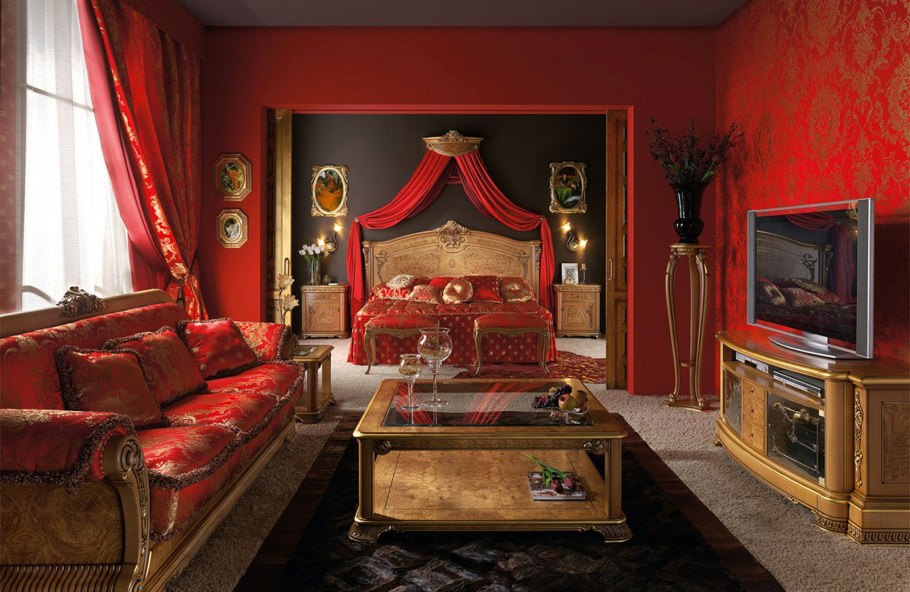 Красная спальня в стиле Барокко
