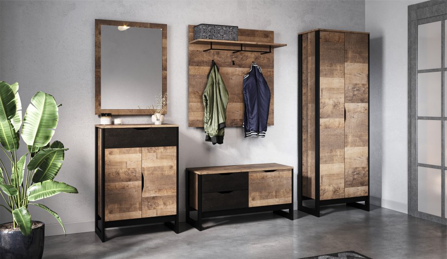 Стокгольм дуб гранж песочный/Железный камень