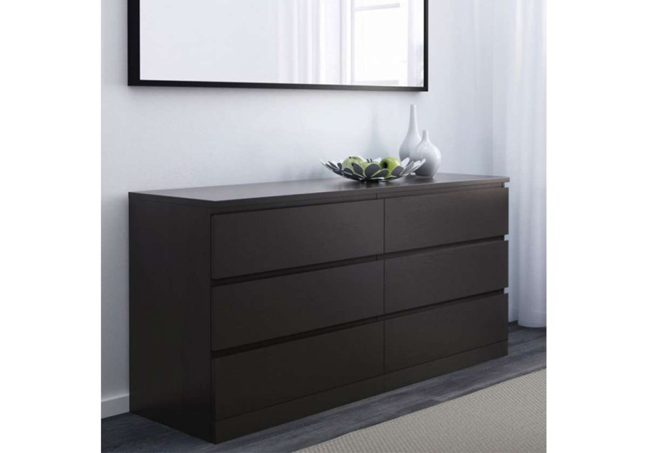 Malm МАЛЬМ комод с 6 ящиками, черно-коричневый160x78 см