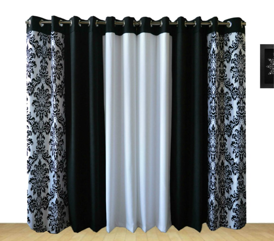 Шторы черные с серебром