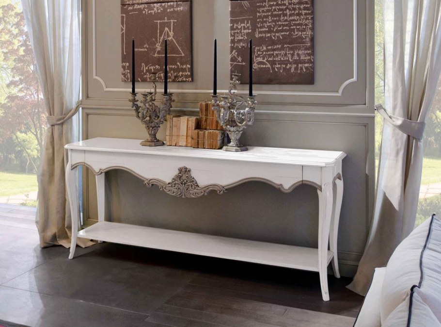 Консоль с белым мрамором 68x28x63 см 54-110