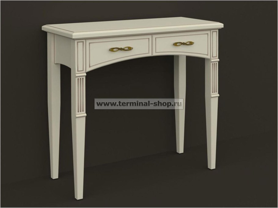 Консоль с ящиком белая с патиной White Rose