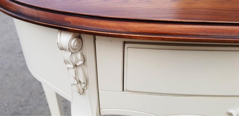 Консоль с 2 ящиками белая с патиной White Rose