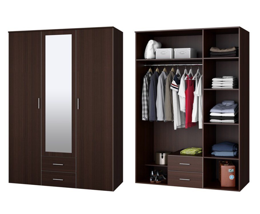 Шкаф Ривьера 3д/2ш с зеркалом